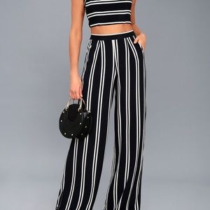 Navy Blue and White Striped Two-Piece Jumpsuit